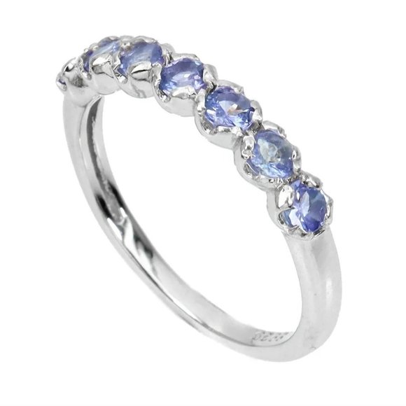 Tanzanite Ring, Gemstone Eternity Ring, Dainty Birthstone Ring, Anniversary Ring - Picture 2 of 5